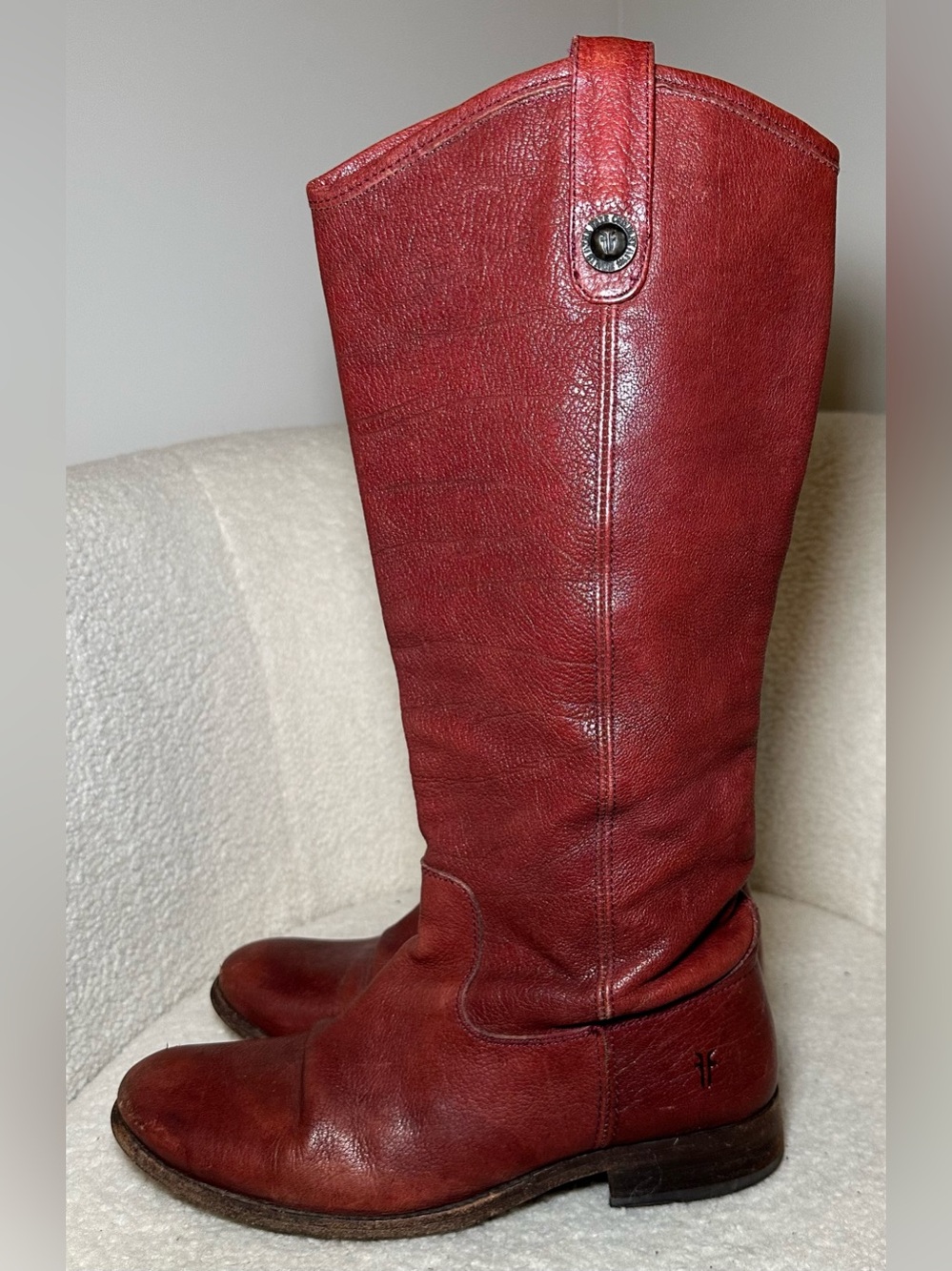 Frye Campus Tall Pull On Boots Red Brown Leather Riding Boots Preppy Mexico 7.5